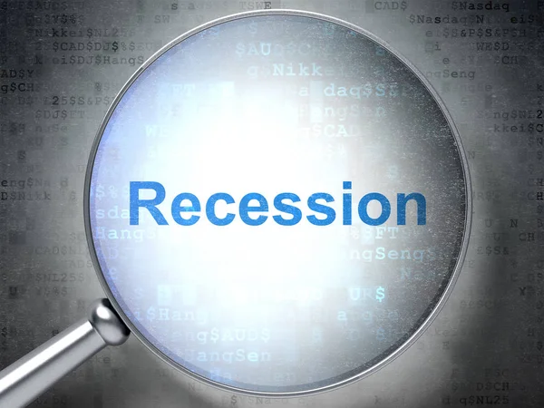 Концепция бизнеса: рецессия с оптическим стеклом — стоковое фото