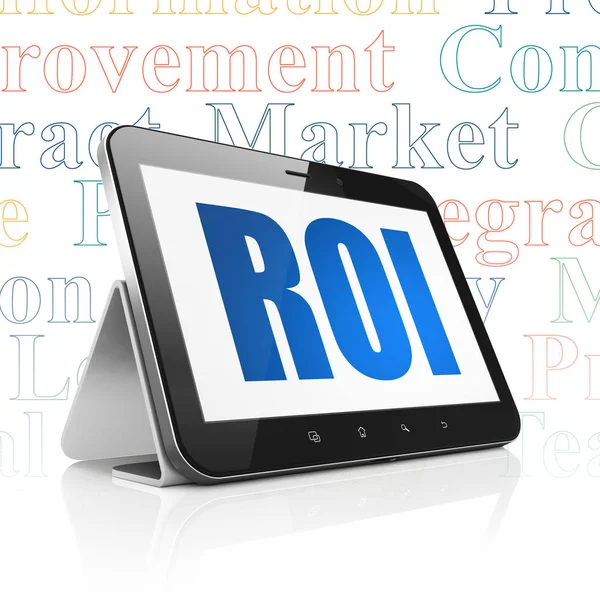 Concetto di finanza: computer tablet con ROI in mostra — Foto Stock