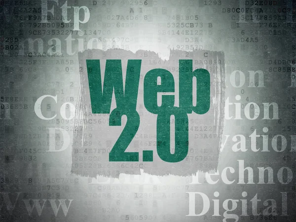 Концепция веб-разработки: Web 2.0 на фоне цифровых бумажных данных — стоковое фото