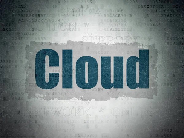 Cloud-teknik konceptet: molnet på Digital Data papper bakgrund — Stockfoto