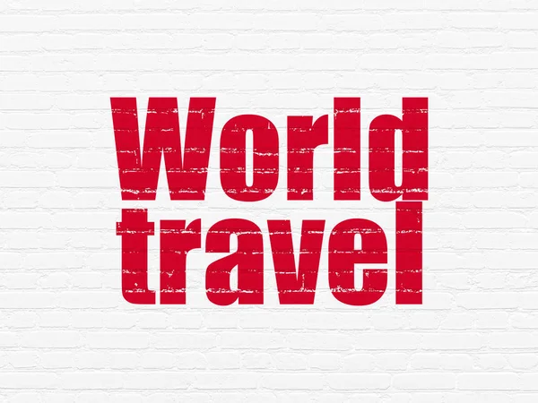 Концепція відпустки: World Travel на фоні стіни — стокове фото