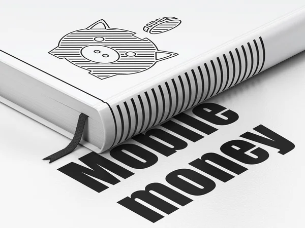 Concepto de dinero: libro Caja de dinero con moneda, dinero móvil sobre fondo blanco —  Fotos de Stock