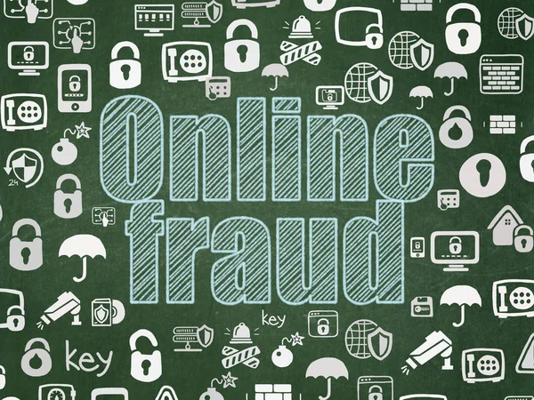 Privacy concept: Online Fraud on School board background