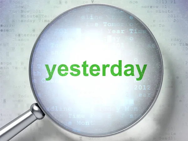 Time concept: Yesterday with optical glass — Stock Photo, Image