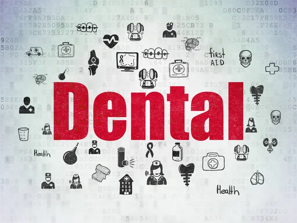 医療の概念: デジタル データ用紙の背景に歯科 — ストック写真