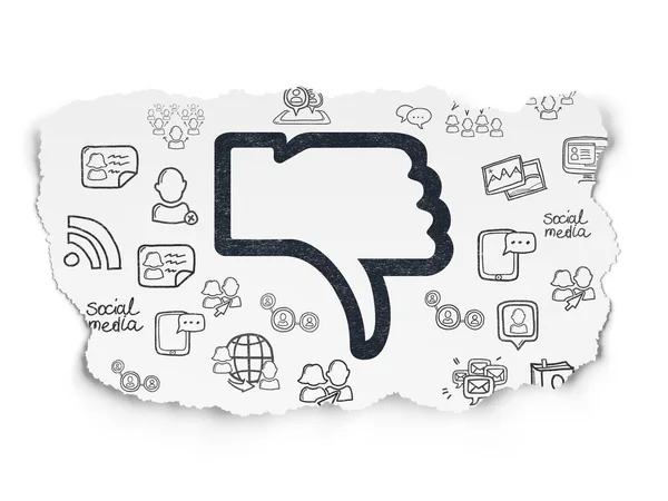Social network concept: Thumb Down on Torn Paper background — Stock Photo, Image