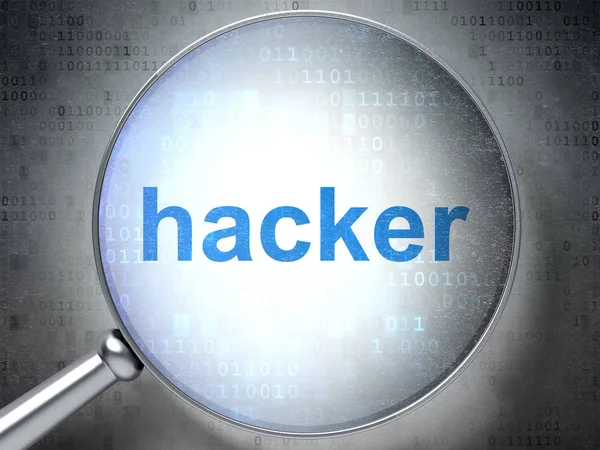 Concetto di protezione: Hacker con vetro ottico — Foto Stock