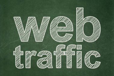 Web Tasarım: Web trafiği kara tahta arka plan üzerinde