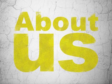 Pazarlama kavramı: Hakkımızda duvar arka plan üzerinde