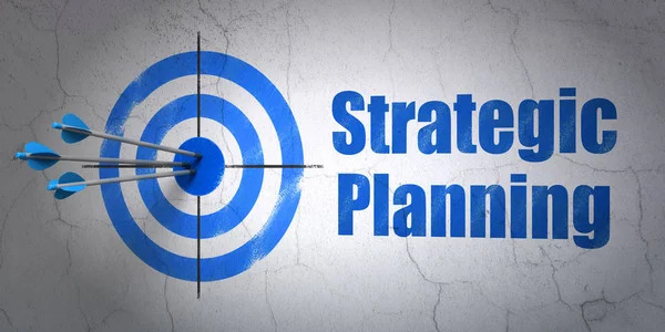 Conceito de negócio: alvo e planejamento estratégico em fundo de parede — Fotografia de Stock