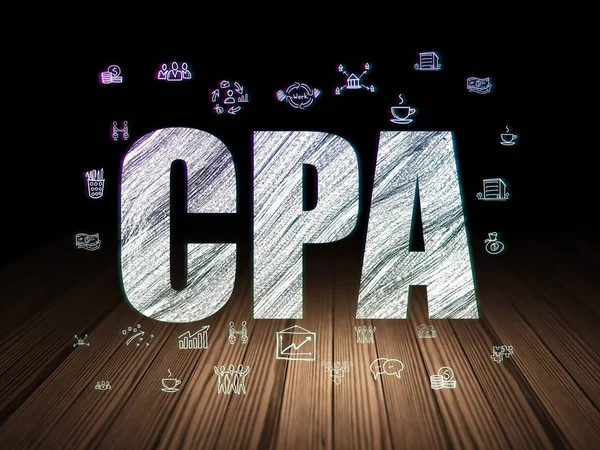Concepto de negocio: CPA en sala oscura grunge — Foto de Stock