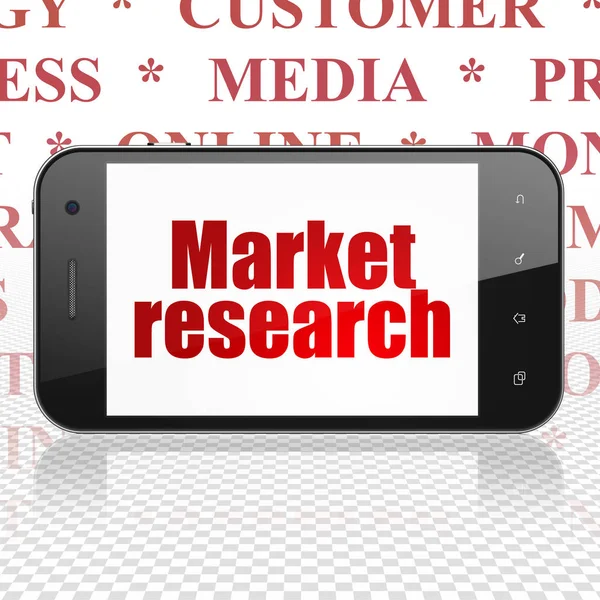 Concept marketing : Smartphone avec étude de marché à l'écran — Photo