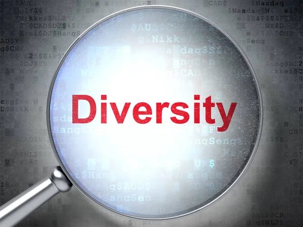 Finance concept: Diversity with optical glass — Stock Photo, Image