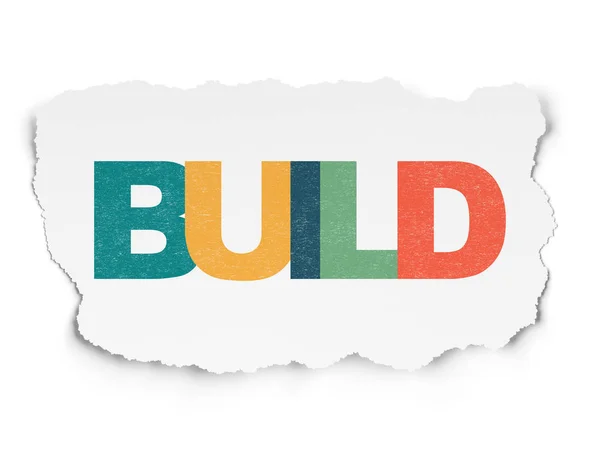 Concetto di costruzione: Costruire su sfondo di carta strappata — Foto Stock