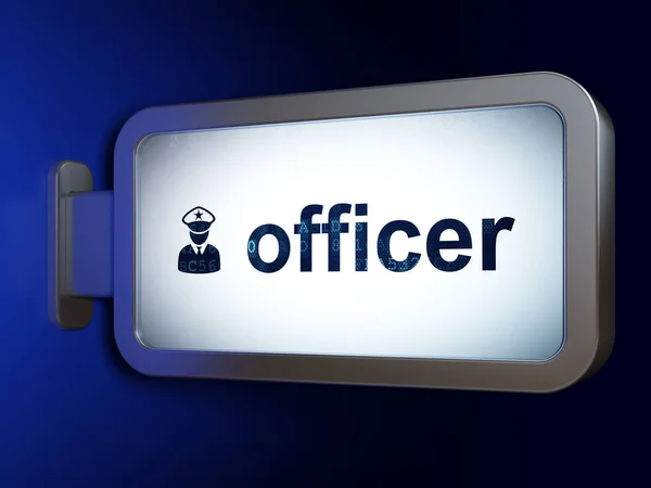 Law concept: officier en politie op billboard achtergrond — Stockfoto