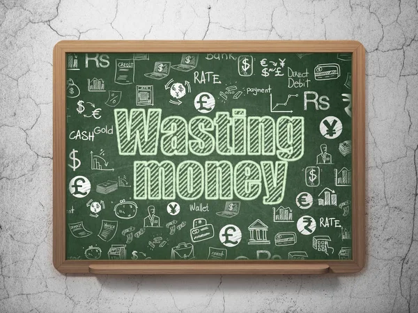 Banking concept: Wasting Money on School board background