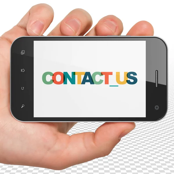 Concept d'entreprise : Smartphone à main avec Contact à l'écran — Photo