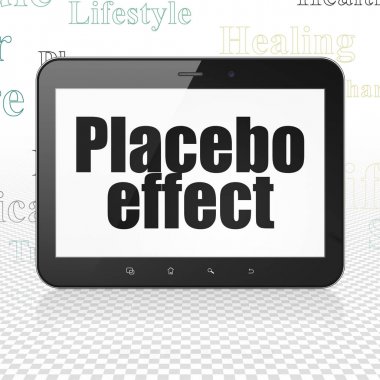 Tıp kavramı: Tablet bilgisayar ekran üzerinde plasebo etkisi ile