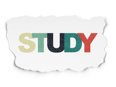 Eğitim kavramı: yırtık kağıt arka plan üzerinde çalışma