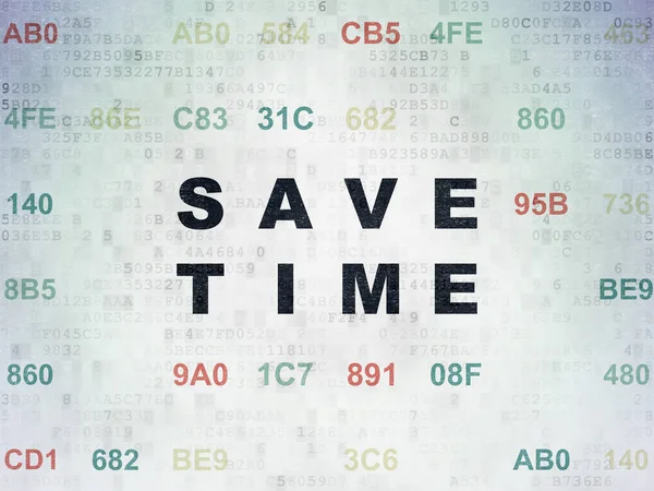 Zeitkonzept: Zeit sparen auf digitalem Datenpapier-Hintergrund — Stockfoto