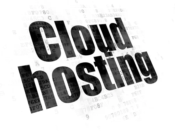 Cloud-Technologie-Konzept: Cloud-Hosting auf digitalem Hintergrund — Stockfoto