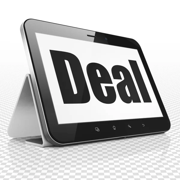 Bedrijfsconcept: Tablet PC met Deal op display — Stockfoto