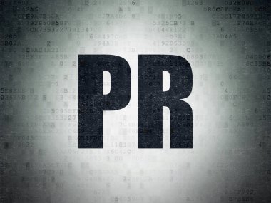 Pazarlama kavramı: Pr dijital veri kağıt arka plan üzerinde