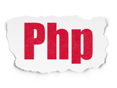 Veritabanı kavramı: yırtık kağıt arka plan üzerinde Php