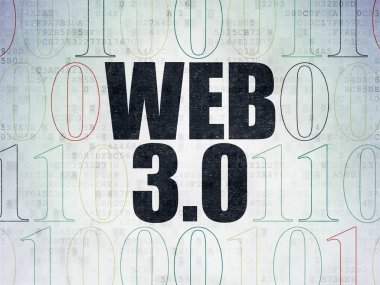 Web geliştirme kavramı: Web 3.0 dijital veri kağıt arka plan üzerinde