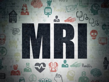 Sağlık konsepti: Dijital Veri Kağıdı arkaplanındaki MRI