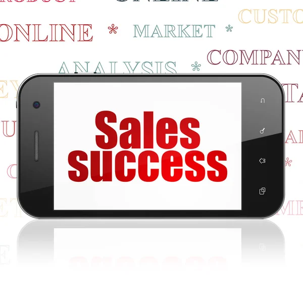 Marketing concept: Smartphone with Sales Success on display — Stock Photo, Image