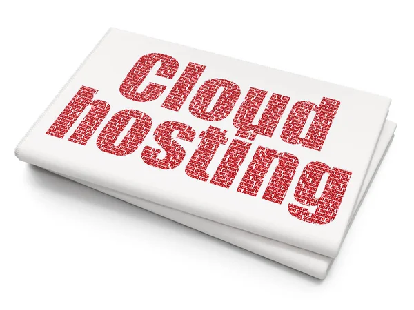 Cloud-Technologie-Konzept: Cloud-Hosting auf leerem Zeitungshintergrund — Stockfoto