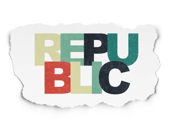 Политическая концепция: Республика на разорванном бумажном фоне — стоковое фото