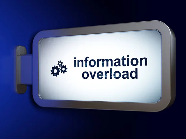 Gegevens concept: Information Overload en Gears op billboard achtergrond — Stockfoto