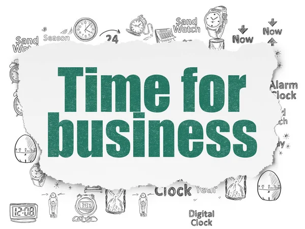 Timeline-Konzept: Zeit für das Geschäft auf zerrissenem Papier Hintergrund — Stockfoto