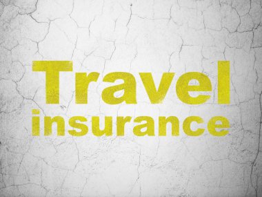 Sigorta kavramı: duvar arka plan üzerinde seyahat sigortası