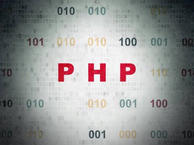 Yazılım kavramı: dijital veri kağıt arka plan üzerinde Php