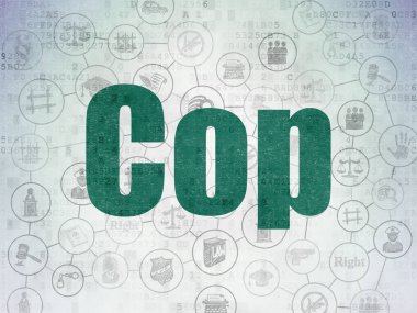 Hukuk kavramı: polis dijital veri kağıt arka plan üzerinde