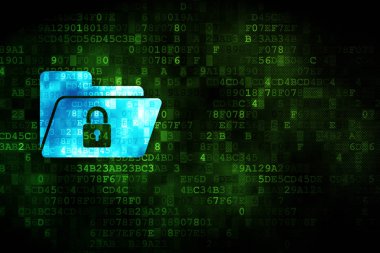 Ekonomi kavramı: klasör ile kilidi dijital arka plan üzerinde