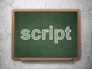 Veritabanı kavramı: Kara tahta arka plan üzerinde Script