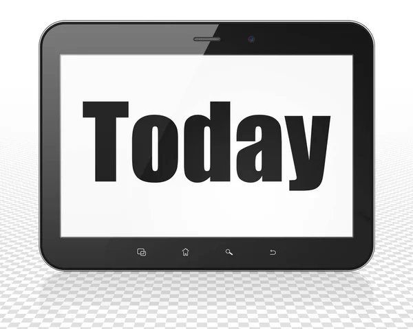 Koncept časové osy: Tablet Pc počítač dnes, na displeji — Stock fotografie