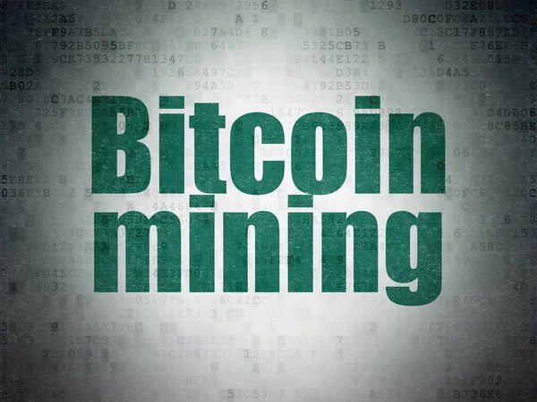 Conceito de criptomoeda: Bitcoin Mining em fundo de papel de dados digitais — Fotografia de Stock