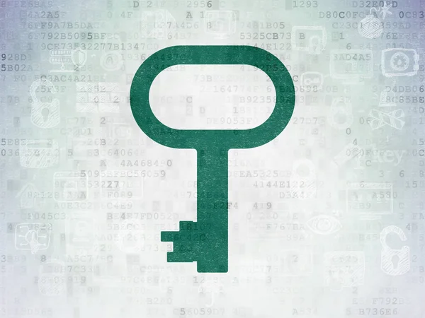 Koncepcja bezpieczeństwa: klucz na tle cyfrowych danych papierze — Zdjęcie stockowe