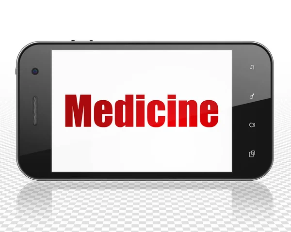 Concetto sanitario: Smartphone con Medicina in mostra — Foto Stock