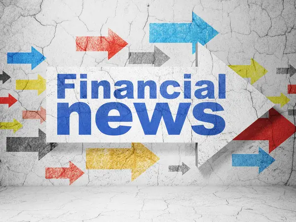 News concept: arrow with Financial News on grunge wall background — Stock Photo, Image