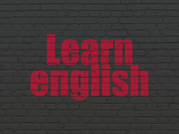 Koncepcja edukacji: Ucz się angielskiego na tle ściany — Zdjęcie stockowe