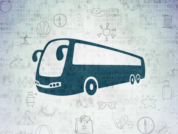 Concepto de viaje: Bus on Digital Data Paper background — Foto de Stock