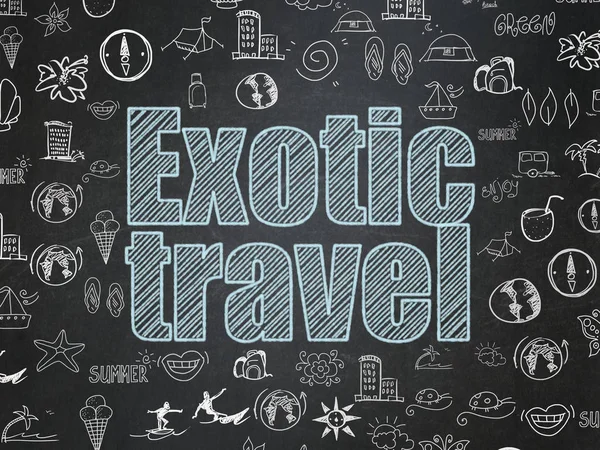 Nyaralás koncepció: egzotikus utazás, iskolaszék háttér — Stock Fotó