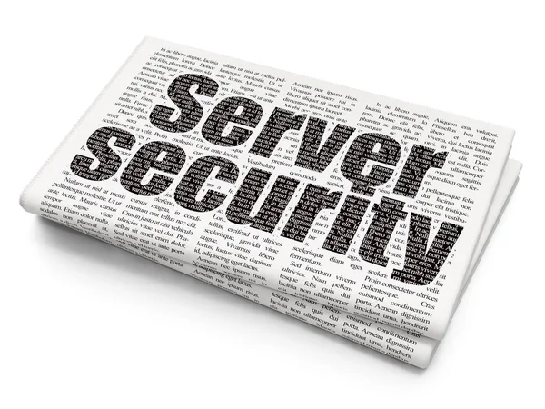Koncepcja bezpieczeństwa: serwera zabezpieczeń na tle gazety — Zdjęcie stockowe