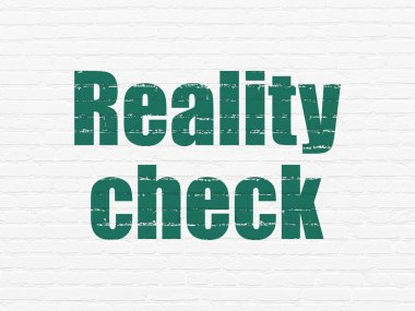 Ekonomi kavramı: Reality Check duvar arka plan üzerinde